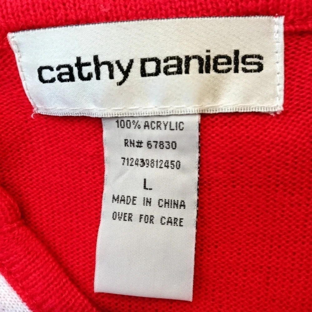 CATHY DANIELS Red Sweater Sz L